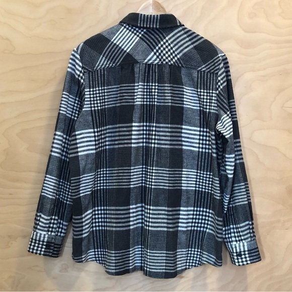 Lands' End Plaid Flannel Shirt Gray White 100% Cotton Womens LP. - Picture 2 of 8